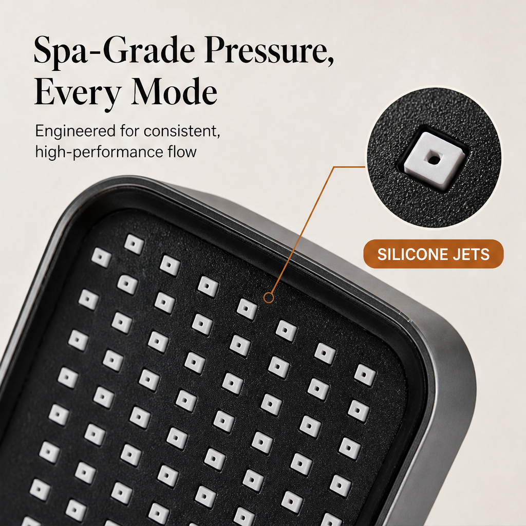 Rainhold – 4-Mode High-Pressure Shower Head with Anti-Clog Nozzles + 50% OFF features