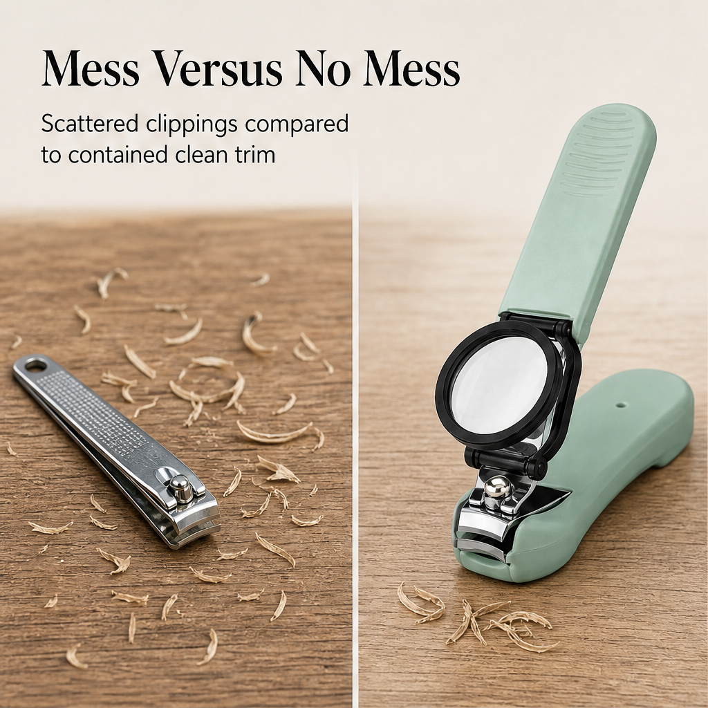 ClipLens – Magnifier Nail Clippers with Splash-Proof Catch Box + 1+1 FREE detail