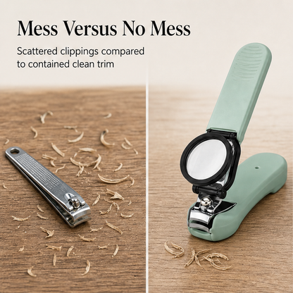 ClipLens – Magnifier Nail Clippers with Splash-Proof Catch Box + 1+1 FREE detail