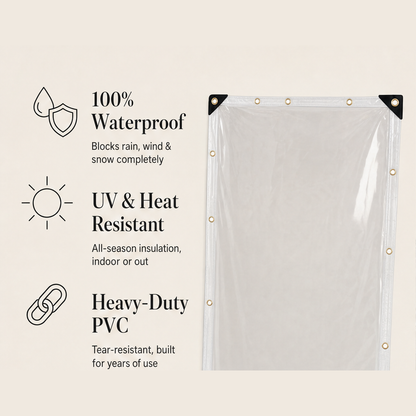 Clearguard – Heavy-Duty 14 Mil Clear PVC Weatherproof Tarp + 50% OFF features