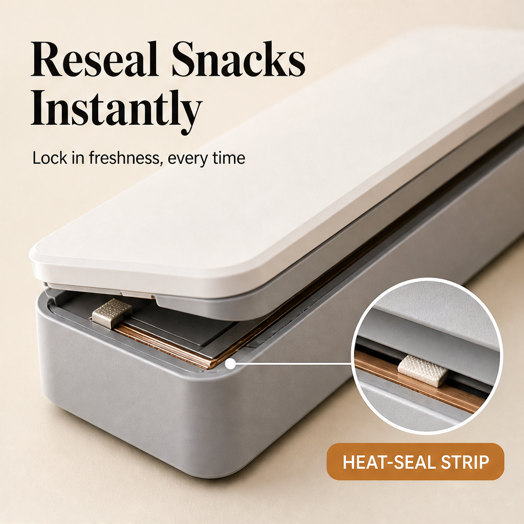 Seelio – Rechargeable Heat Seal Tool with Built-In Cutter + 50% OFF features