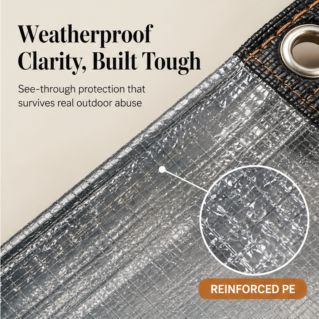 ClearGuard – Waterproof Transparent PE Tarp with Metal Grommets (2-Pack) + 50% OFF features