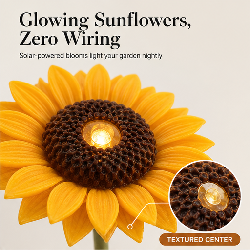 Sunhaven Bloom – Solar-Powered 3-Head Sunflower Stake Lights features