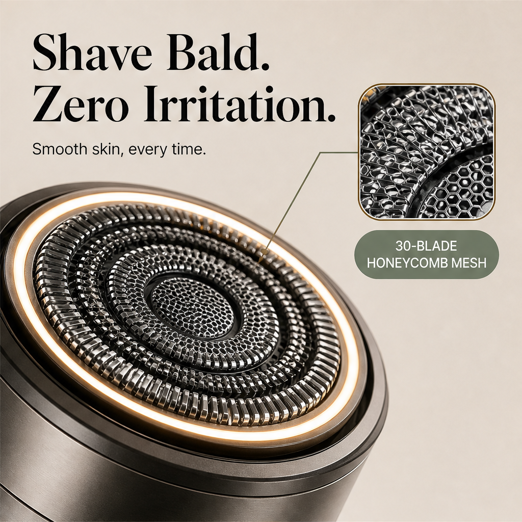 Clarion Edge – 30-Blade Floating Head Electric Bald Shaver + 50% OFF features