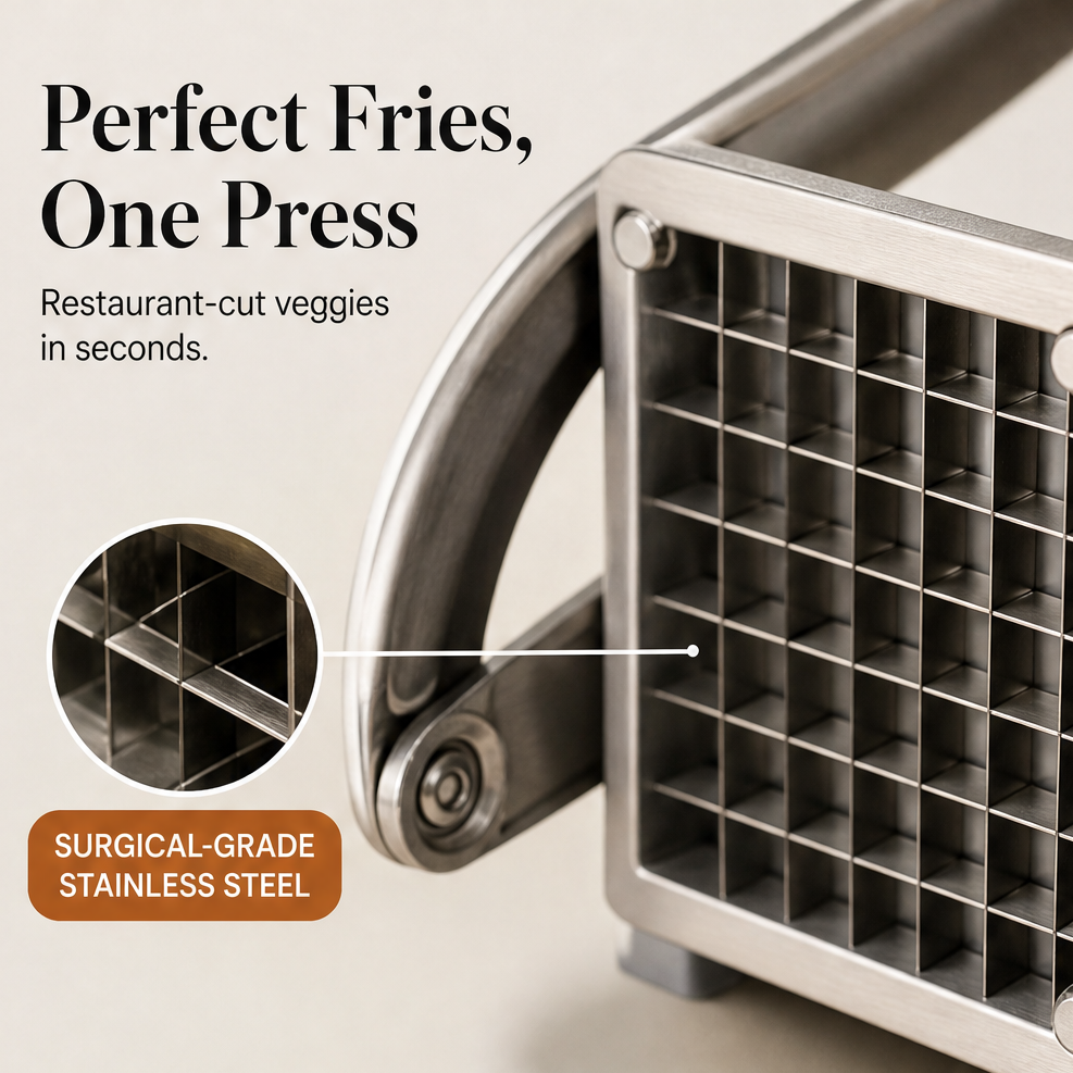 SpudForge – Stainless Steel Potato and Cucumber Slicer + 50% OFF features