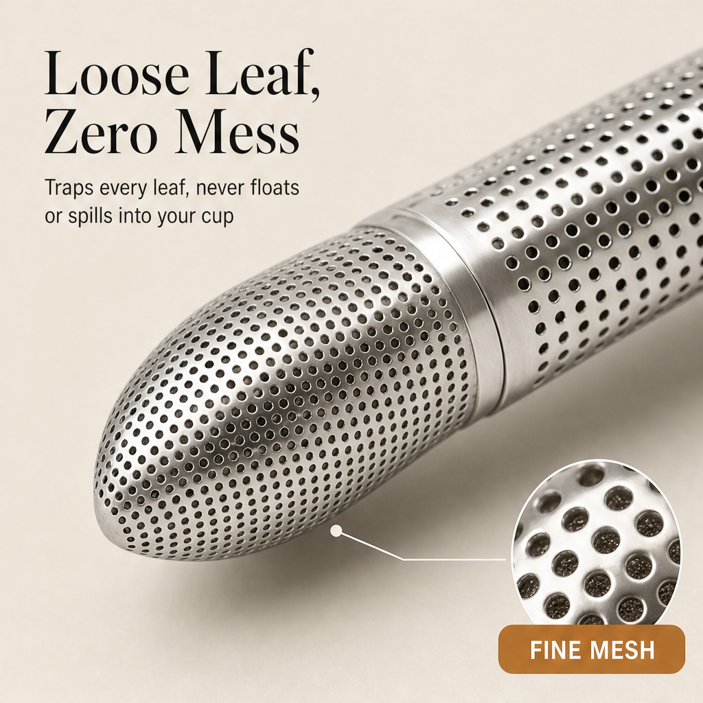 Steepvane – Squeeze-Plunger Locking Mesh Stainless Steel Tea Strainer + 50% OFF features