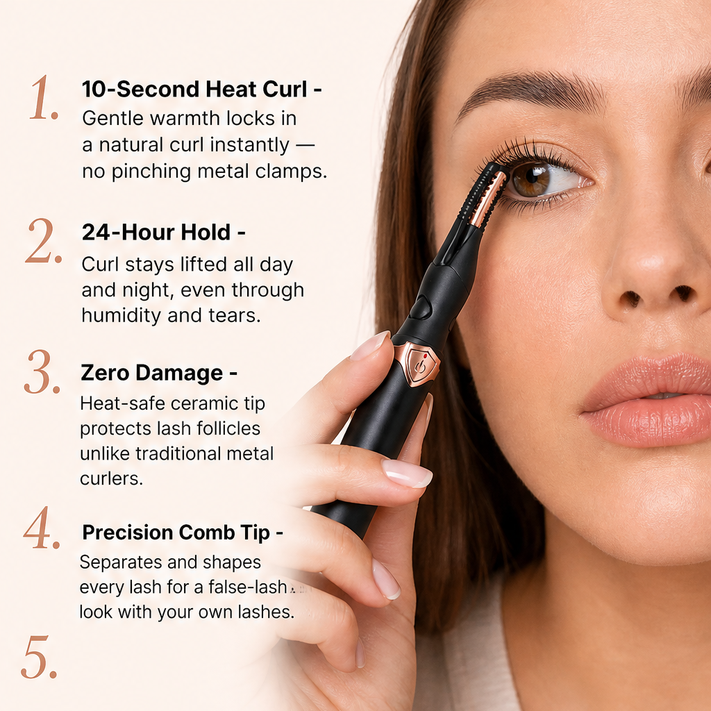 Lashfen – Heated Ceramic Curler for All-Day Natural Lash Curl + 1+1 FREE features