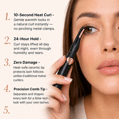 Lashfen – Heated Ceramic Curler for All-Day Natural Lash Curl + 1+1 FREE features