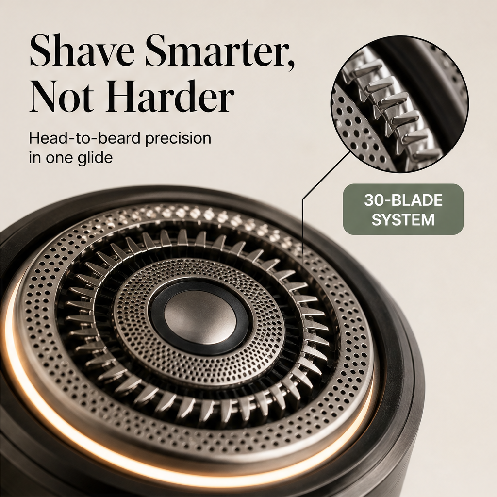 Contourix – 30-Blade 360° Floating Head Electric Shaver + 50% OFF features