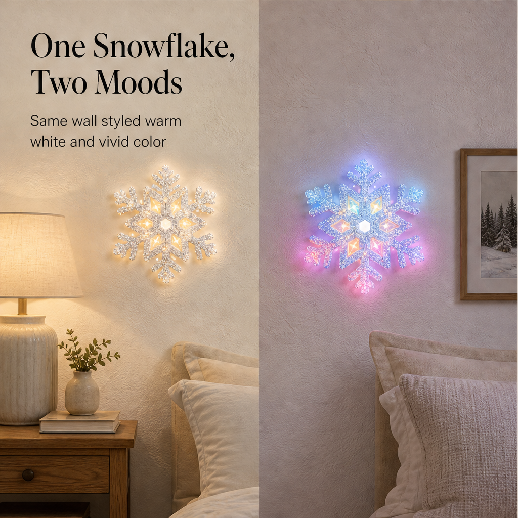 Snowglint – Glowing Glitter LED Snowflake Wall Sticker + 50% OFF detail