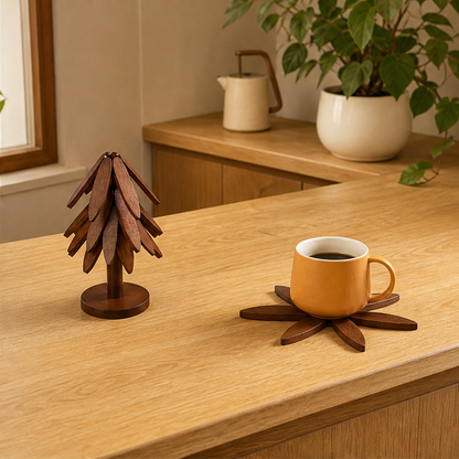 Pinegrove – Foldable Tree Design Wooden Trivet Set of 4 + 50% OFF lifestyle