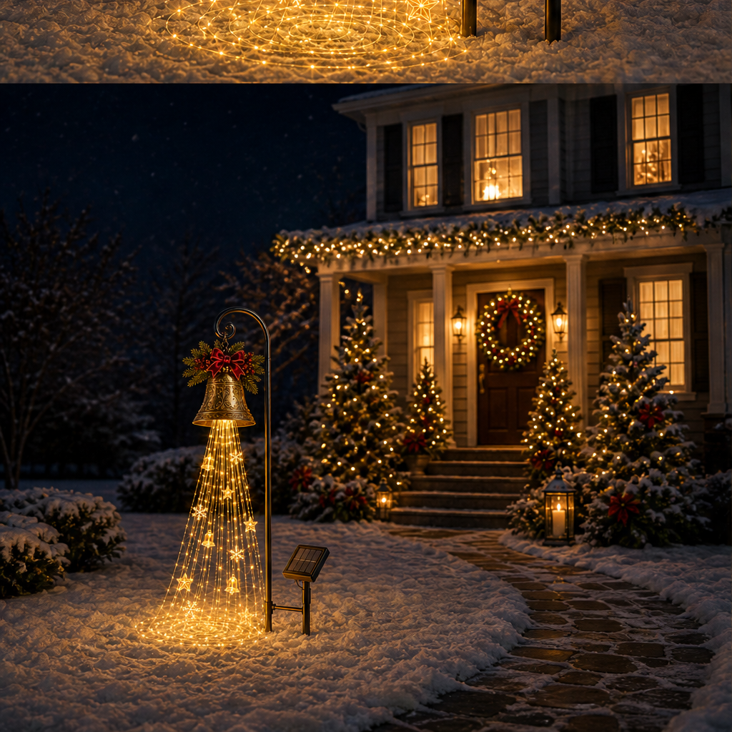 Hollowbrook – Solar Bronze Bell Cascade Christmas Yard Light + 50% OFF lifestyle