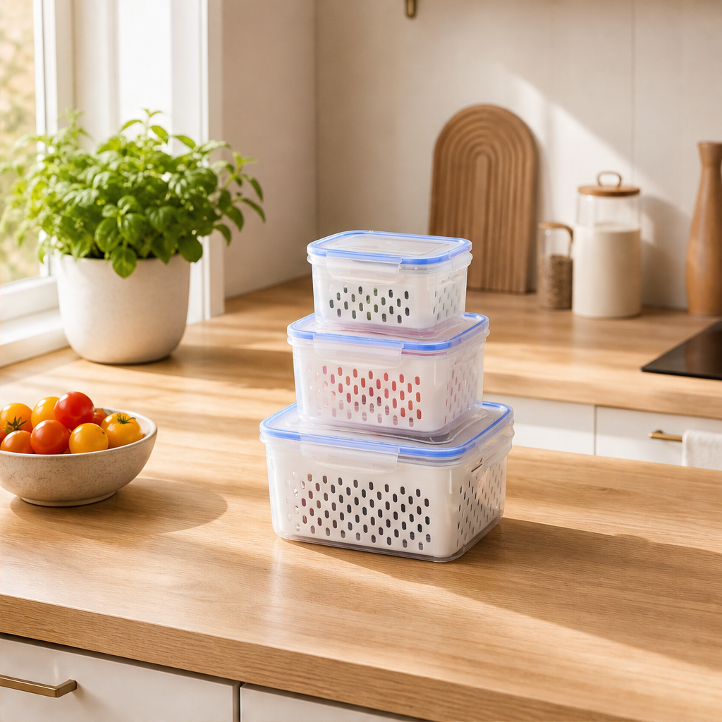 Crispholm – Drainer Basket Airtight Food Storage Container Set + 50% OFF lifestyle