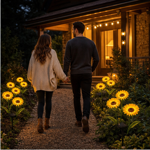 Sunhaven Bloom – Solar-Powered 3-Head Sunflower Stake Lights lifestyle