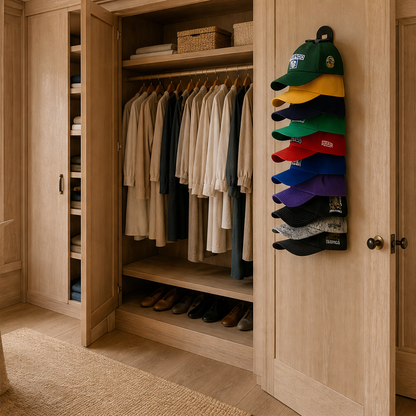 CrownHold – Space-Saving 10-Hat Wall Rack with Locking Hooks + 50% OFF lifestyle