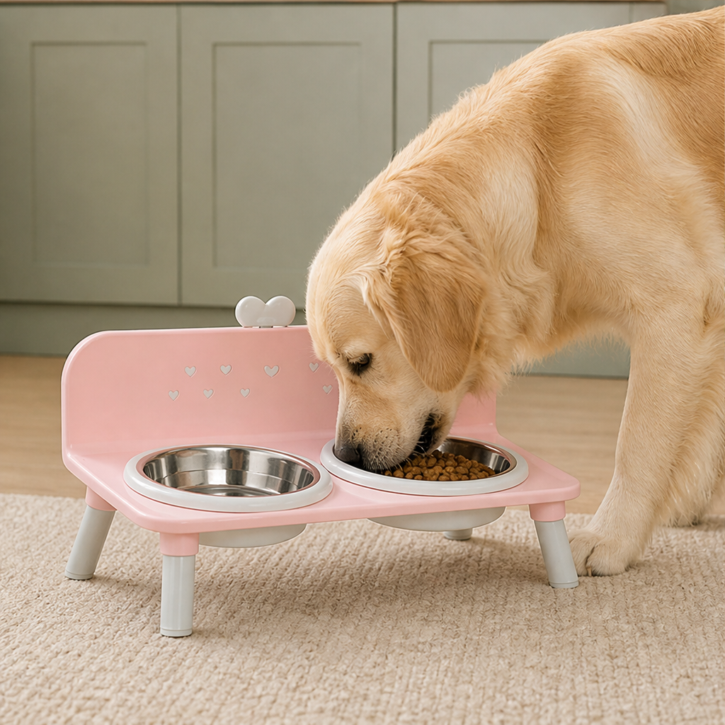 Nuzzlift – Elevated Detachable Double Bowl Pet Feeder + 50% OFF lifestyle