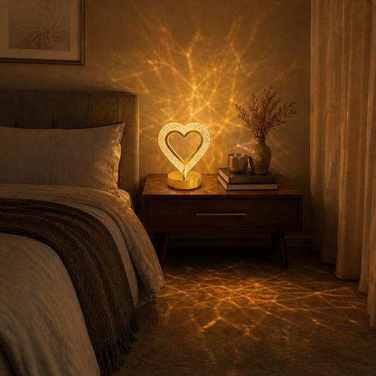 Luxelume – Faceted Crystal Heart Touch Night Light, 3-Tone Glow + 50% OFF lifestyle