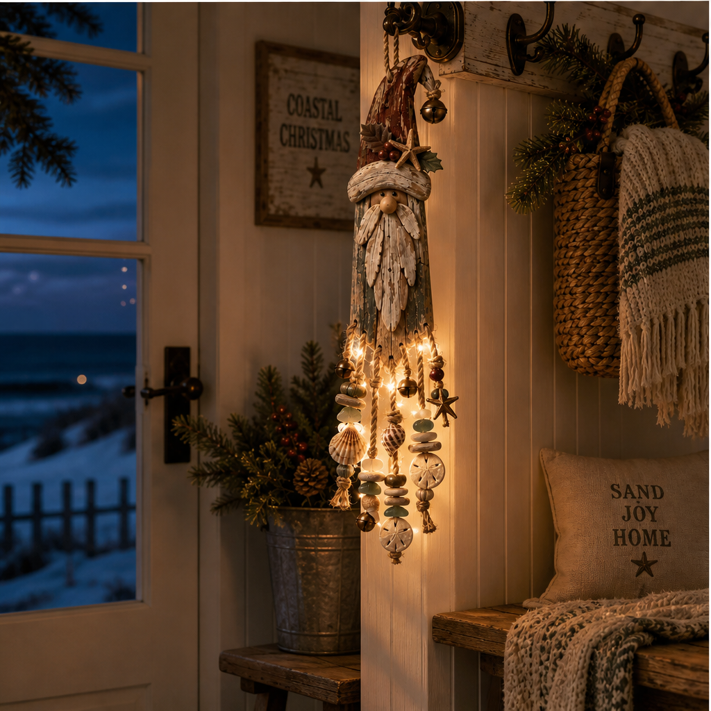 Coastwick – Lighted Driftwood Santa with Shells & Starfish Wall Decor + 50% OFF lifestyle