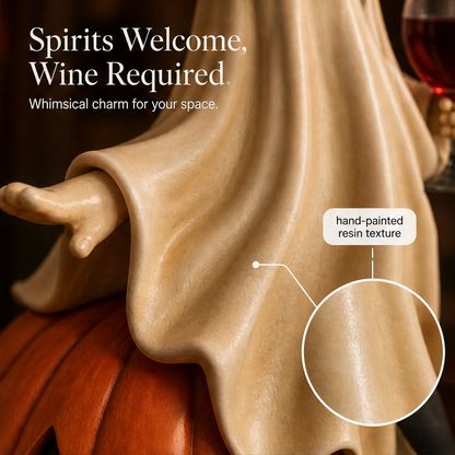 Hollowmere – Hand-Painted Resin Ghost Wine Night Halloween Decor + 50% OFF features