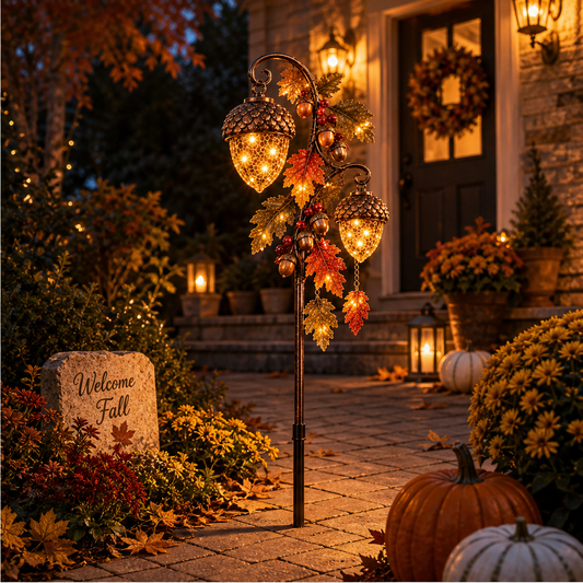 Hollowbrook – Solar Double Acorn Mosaic Glass Garden Stake Light + 50% OFF lifestyle