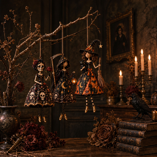 Witchwood Hollow – Hand-Painted Gothic Witch Hanging Decor, Set of 3 + 50% OFF lifestyle