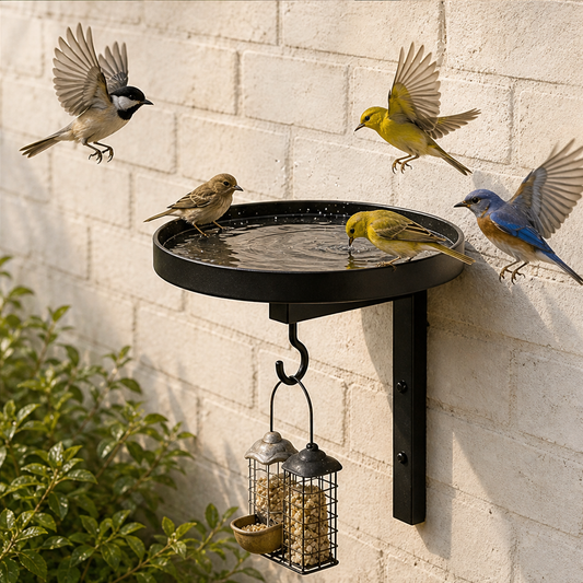 Larkhollow – Dual-Function Wall Mount Bird Bath with Feeder Hook + 50% OFF lifestyle