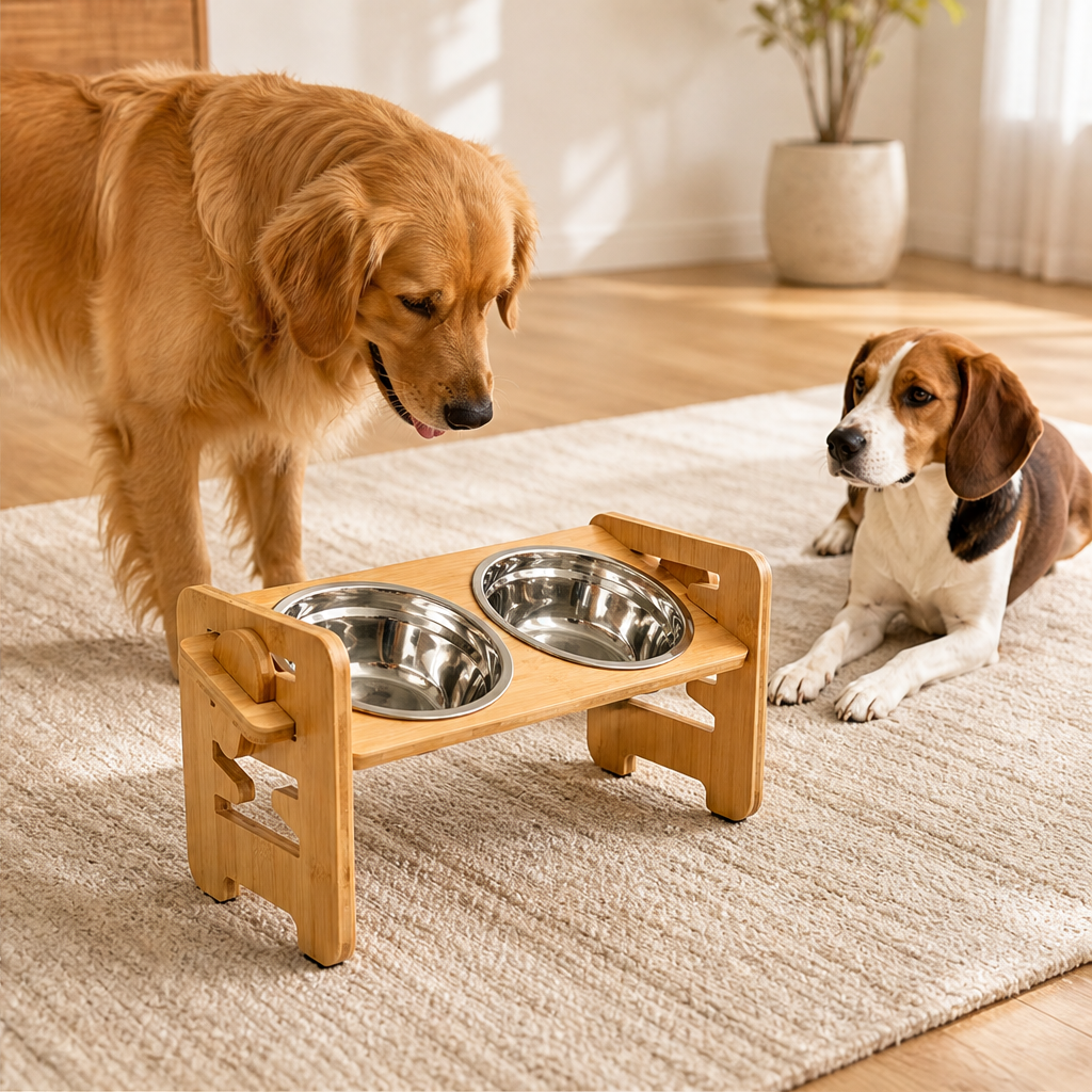 Elevora – Adjustable Height Bamboo Elevated Dog Feeder + 50% OFF lifestyle