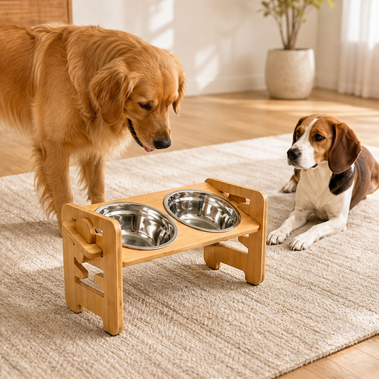 Elevora – Adjustable Height Bamboo Elevated Dog Feeder + 50% OFF lifestyle