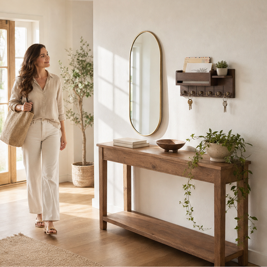 Oakhollow – Solid Wood Entryway Organizer with Key Hooks and Shelf + 50% OFF lifestyle