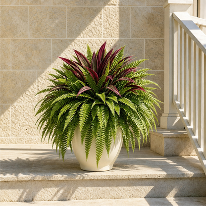 Fernholt – UV-Resistant Realistic Artificial Fern with Red Accent Leaves + 50% OFF lifestyle