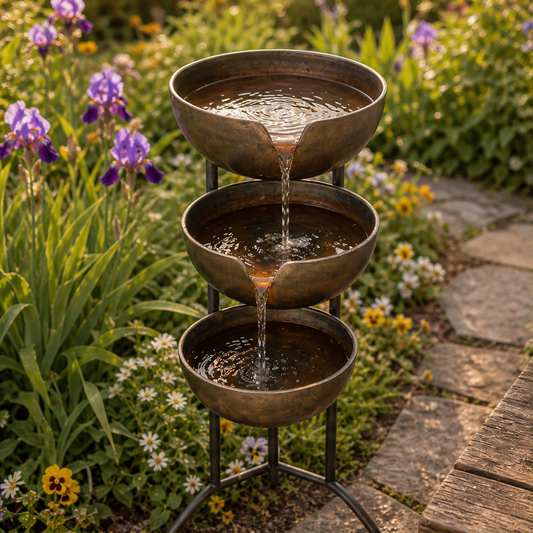 Birdwell – Rain-Fed 3-Tier Cascading Bird Bath for Gardens + 50% OFF lifestyle