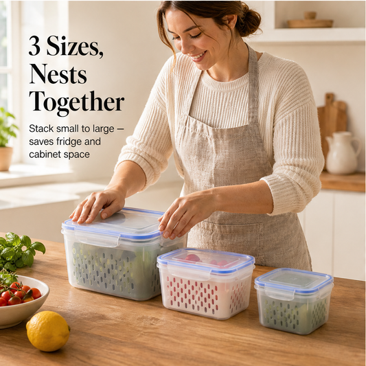 Crispholm – Drainer Basket Airtight Food Storage Container Set + 50% OFF features