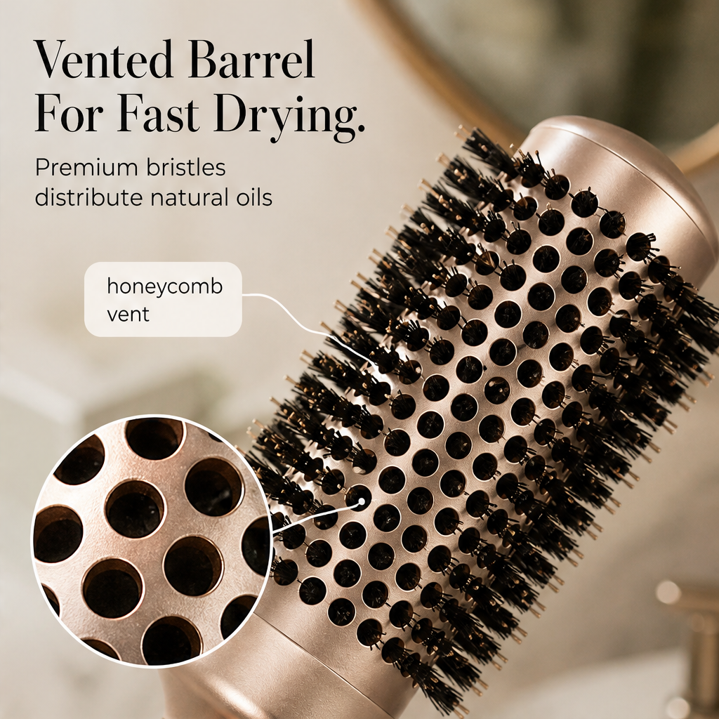 Aurenne – Vented Round Brush for Volume, Shine & Fast Blowouts + 50% OFF features