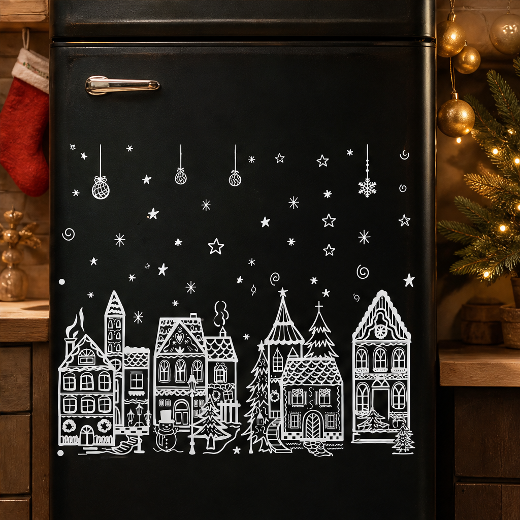 Snowmere – Reusable Static Cling Christmas Village Window Decals + 50% OFF lifestyle