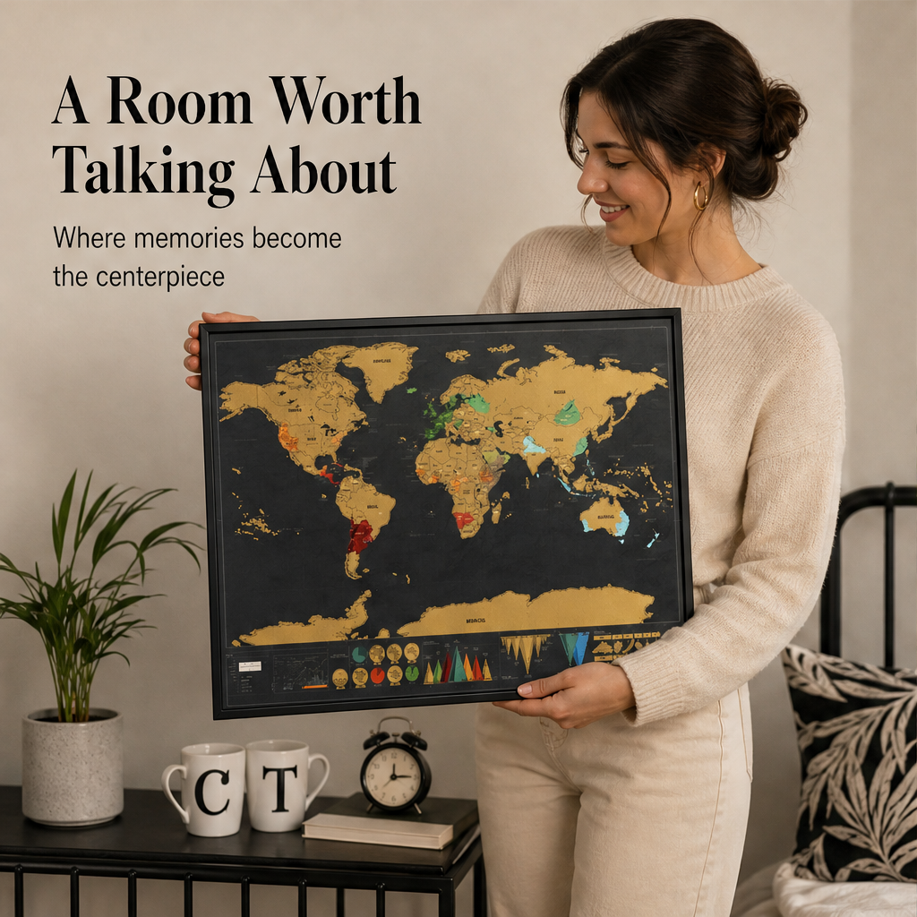 Wanderfoil – Gold Foil Scratch-Off World Map Travel Wall Art + 50% OFF features