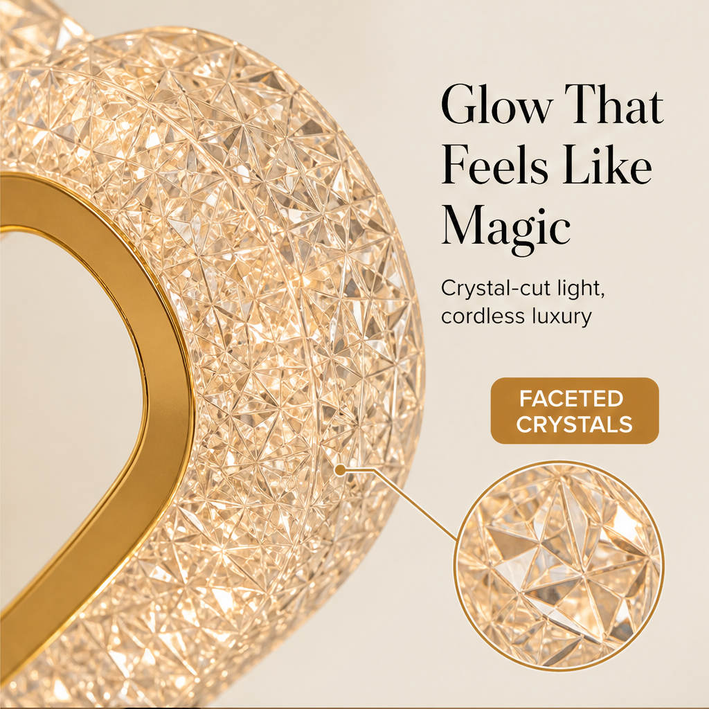 Luxelume – Faceted Crystal Heart Touch Night Light, 3-Tone Glow + 50% OFF features