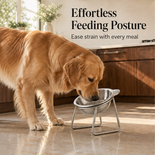 TiltEase – 15° Tilted Elevated Anti-Vomit Stainless Steel Feeding Bowl + 50% OFF features