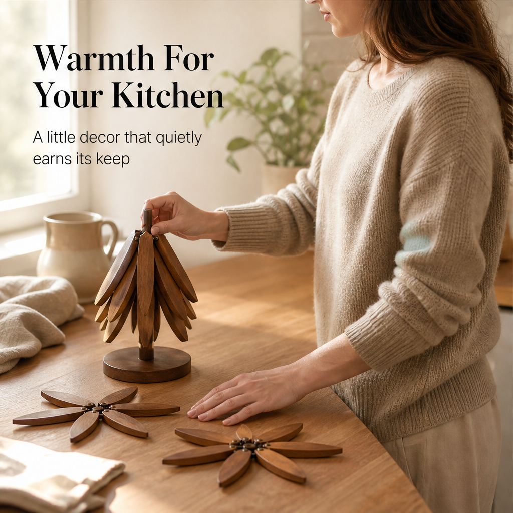 Pinegrove – Foldable Tree Design Wooden Trivet Set of 4 + 50% OFF features