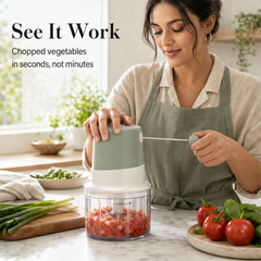 MinceWell – 4-in-1 Cordless Pull-Cord Vegetable Chopper Set + 50% OFF
