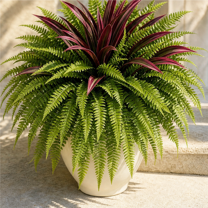 Fernholt – UV-Resistant Realistic Artificial Fern with Red Accent Leaves + 50% OFF lifestyle