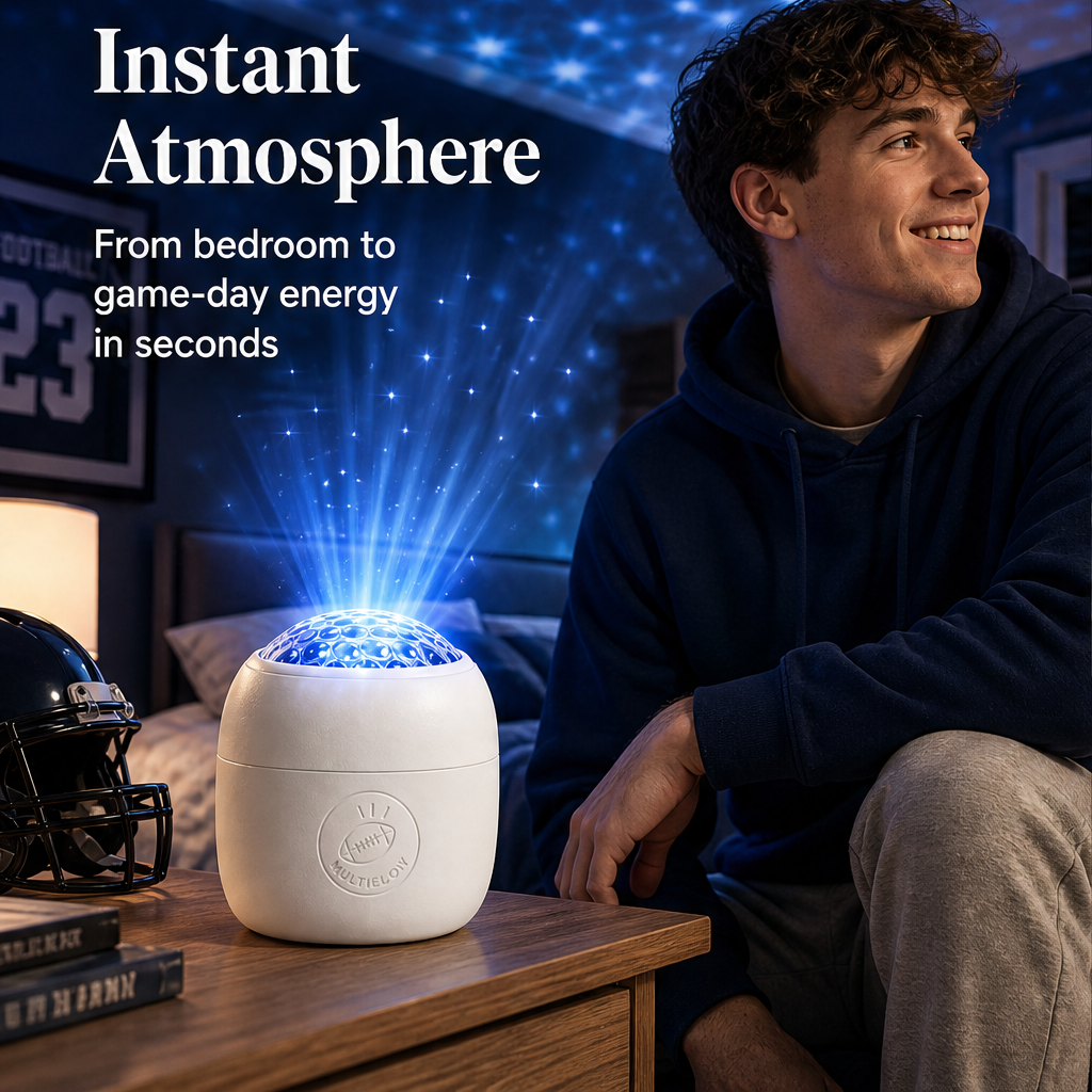 MultiGlow – 6-Scene Stadium Projector for Instant Game Night + 50% OFF features