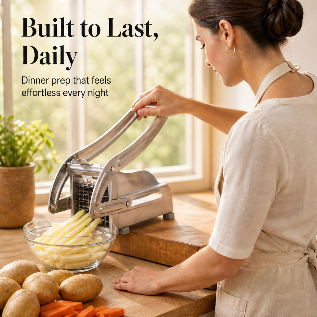 SpudForge – Stainless Steel Potato and Cucumber Slicer + 50% OFF features
