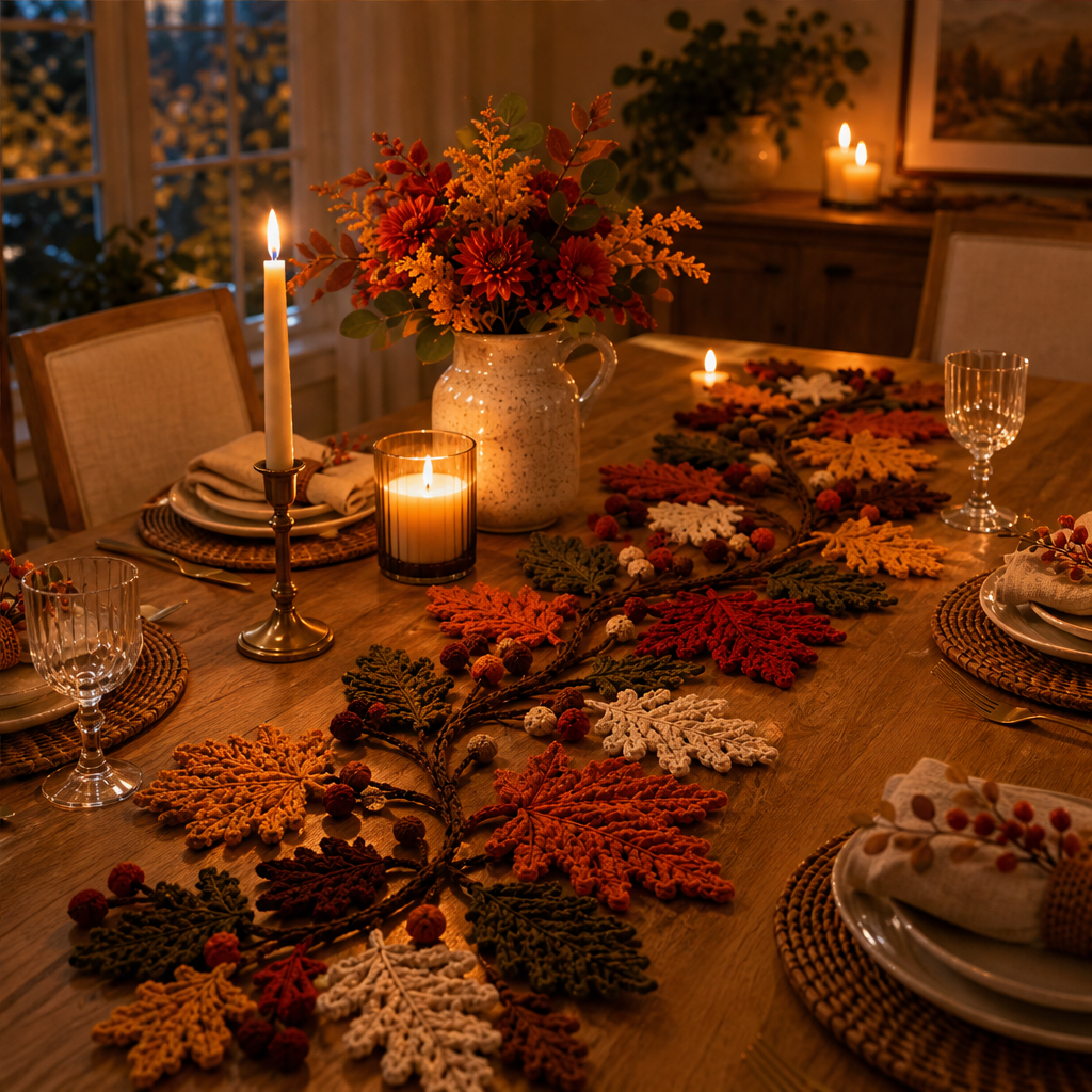 Maplecrest – Hand-Crocheted Leaf Table Runner That Never Wilts + 50% OFF lifestyle