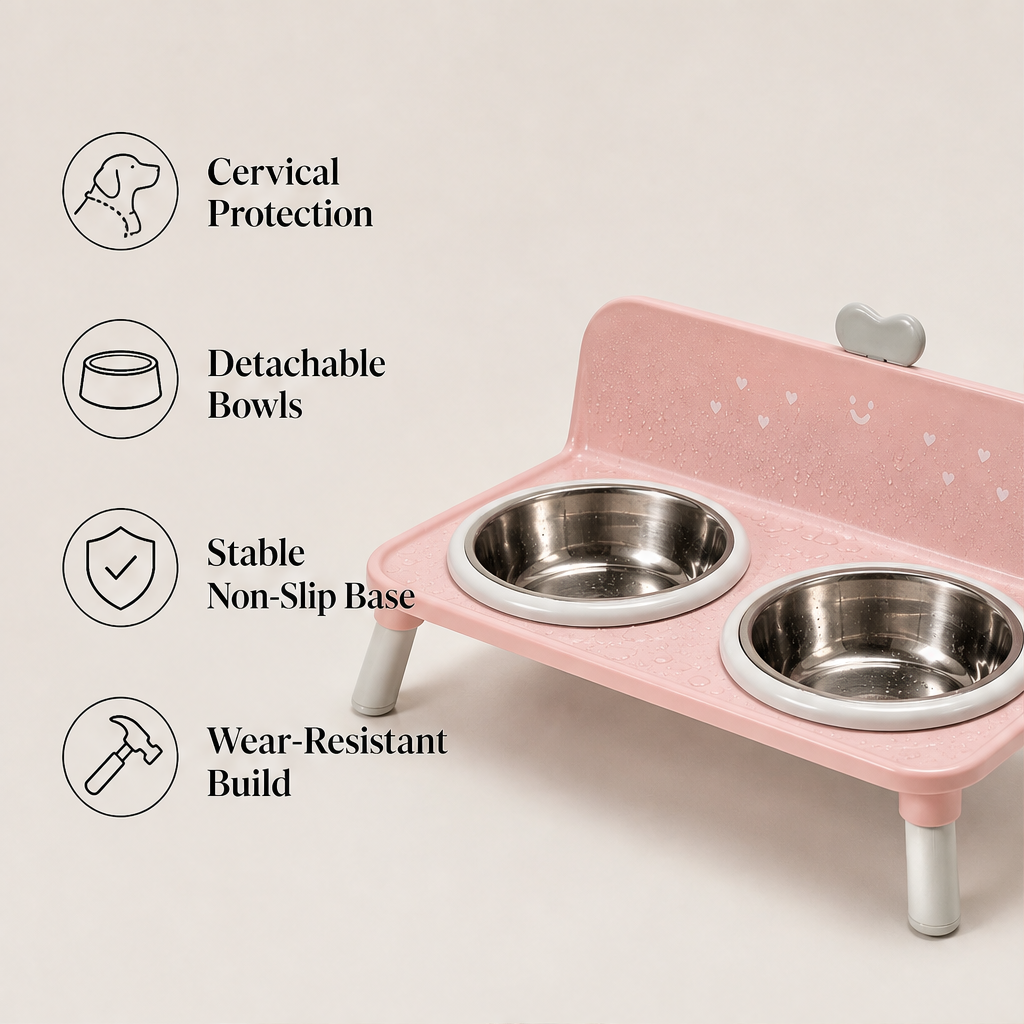 Nuzzlift – Elevated Detachable Double Bowl Pet Feeder + 50% OFF features