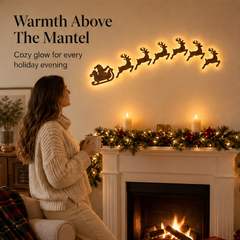 Hearthwick – Peel-and-Stick LED Wooden Santa Sleigh Wall Decor + 50% OFF