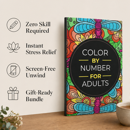 Calmshade – Bold Line-Art Color-by-Number Coloring Bundle for Adults + 50% OFF features