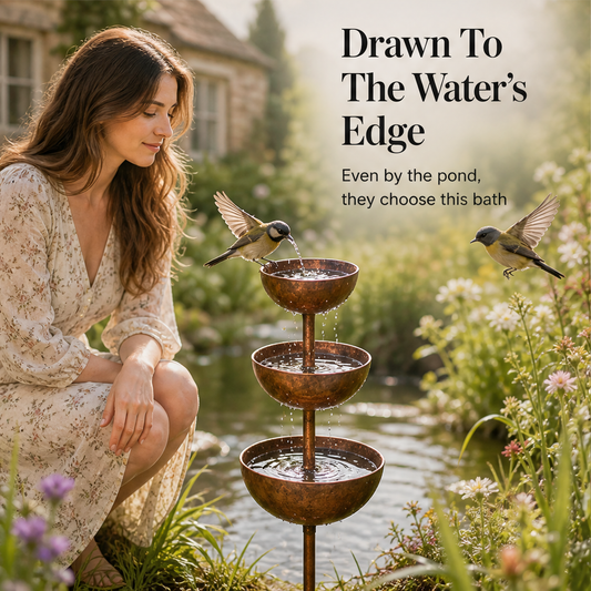 Copperbrook – Weatherproof 3-Tier Cascade Bird Bath with Ground Stake + 50% OFF features