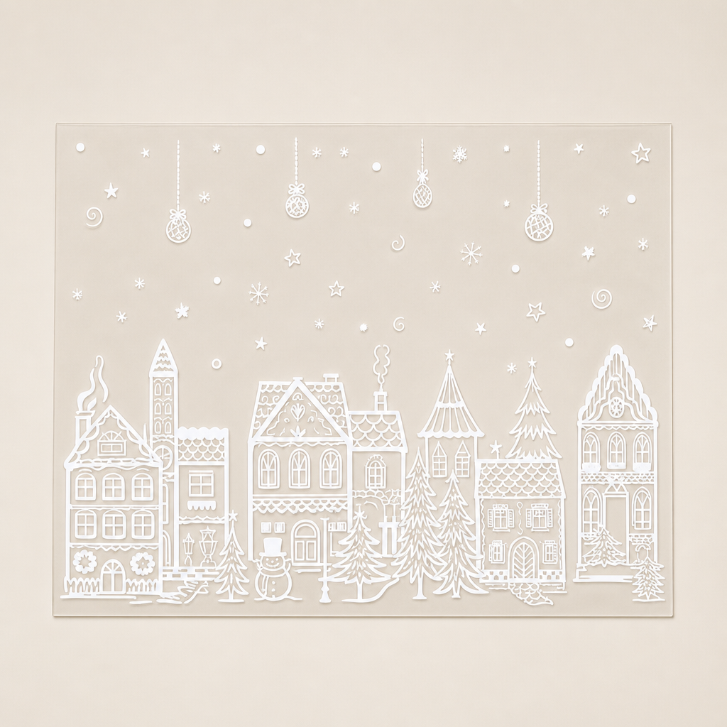 Snowmere – Reusable Static Cling Christmas Village Window Decals + 50% OFF White