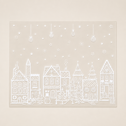 Snowmere – Reusable Static Cling Christmas Village Window Decals + 50% OFF White
