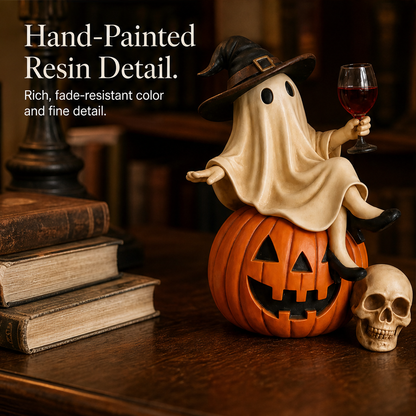 Hollowmere – Hand-Painted Resin Ghost Wine Night Halloween Decor + 50% OFF features